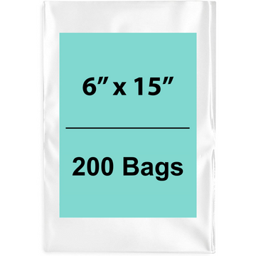 Clear Poly bags 6"x 15" 1.5 Mil 200 Bags